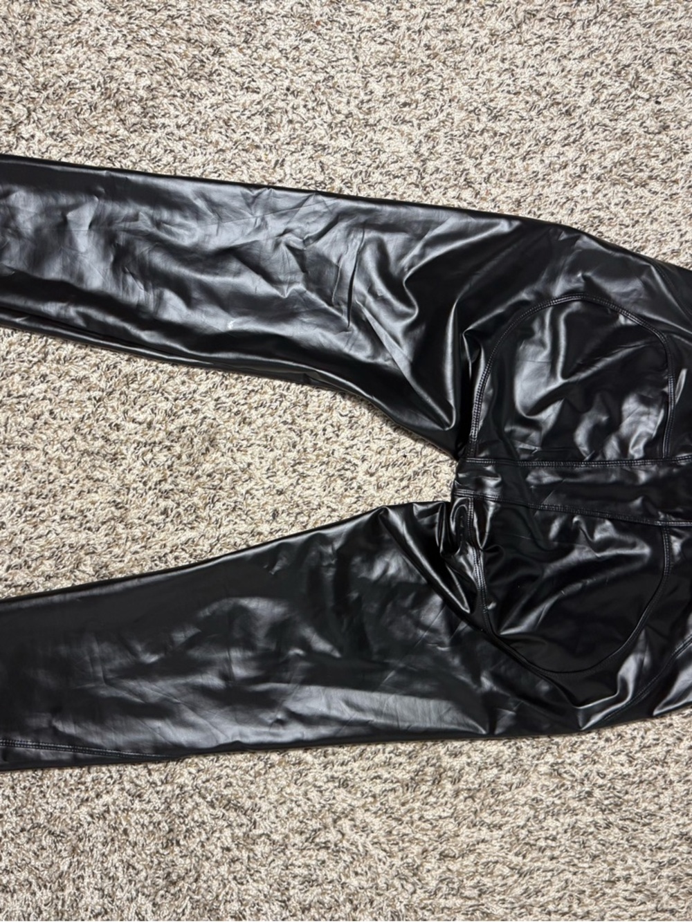 Faux Leather High-Waist Leggings - Black with Black Zipper - Picture 4 of 5